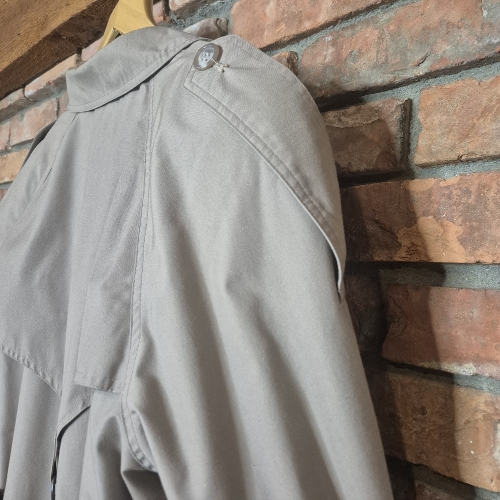 Bentley’s of London Taupe Trench Coat | Classic Double-Breasted Belted | Timeles - Picture 15 of 16